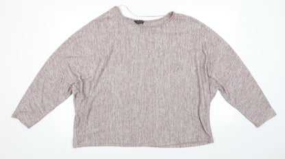 Primark Womens Brown Round Neck  Polyester Pullover Jumper Size XL   - Taupe Grey Mix Bat Wing