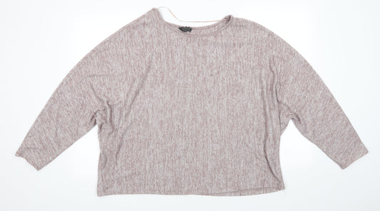 Primark Womens Brown Round Neck  Polyester Pullover Jumper Size XL   - Taupe Grey Mix Bat Wing