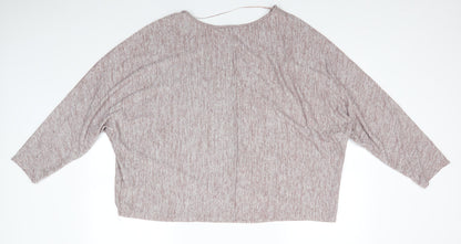 Primark Womens Brown Round Neck  Polyester Pullover Jumper Size XL   - Taupe Grey Mix Bat Wing