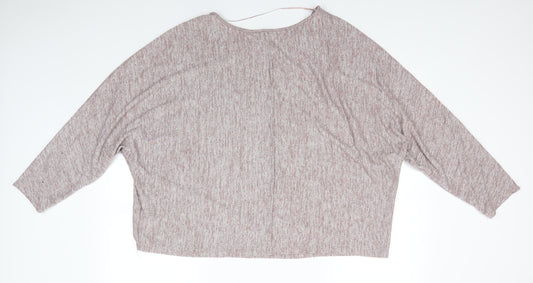 Primark Womens Brown Round Neck  Polyester Pullover Jumper Size XL   - Taupe Grey Mix Bat Wing