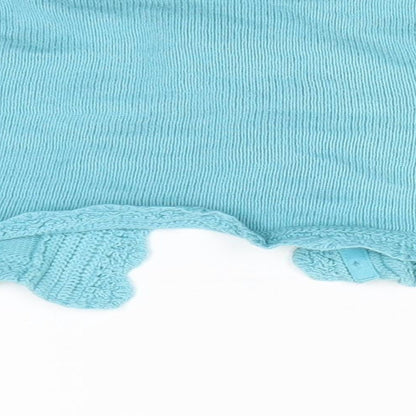 MW Butterfly Girl Girls Blue Round Neck Floral Cotton Cardigan Jumper Size 5-6 Years   - Faux Flower - Turquoise