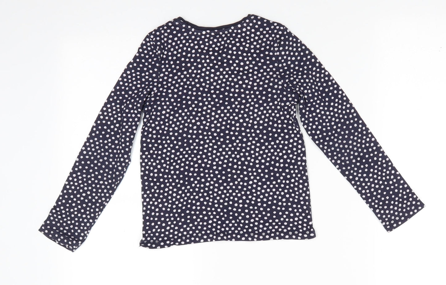 TU Girls Blue Polka Dot Cotton Tunic Casual Size 7 Years Round Neck  - White Polka Dots