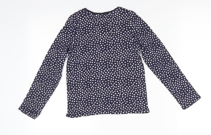 TU Girls Blue Polka Dot Cotton Tunic Casual Size 7 Years Round Neck  - White Polka Dots