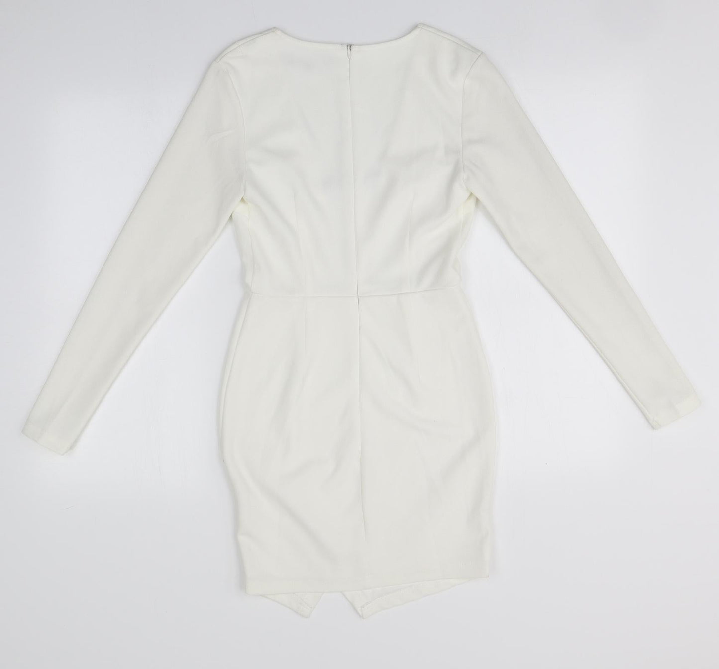 Missguided Womens Ivory  Polyester Pencil Dress  Size 6  V-Neck