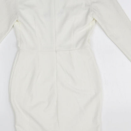 Missguided Womens Ivory  Polyester Pencil Dress  Size 6  V-Neck