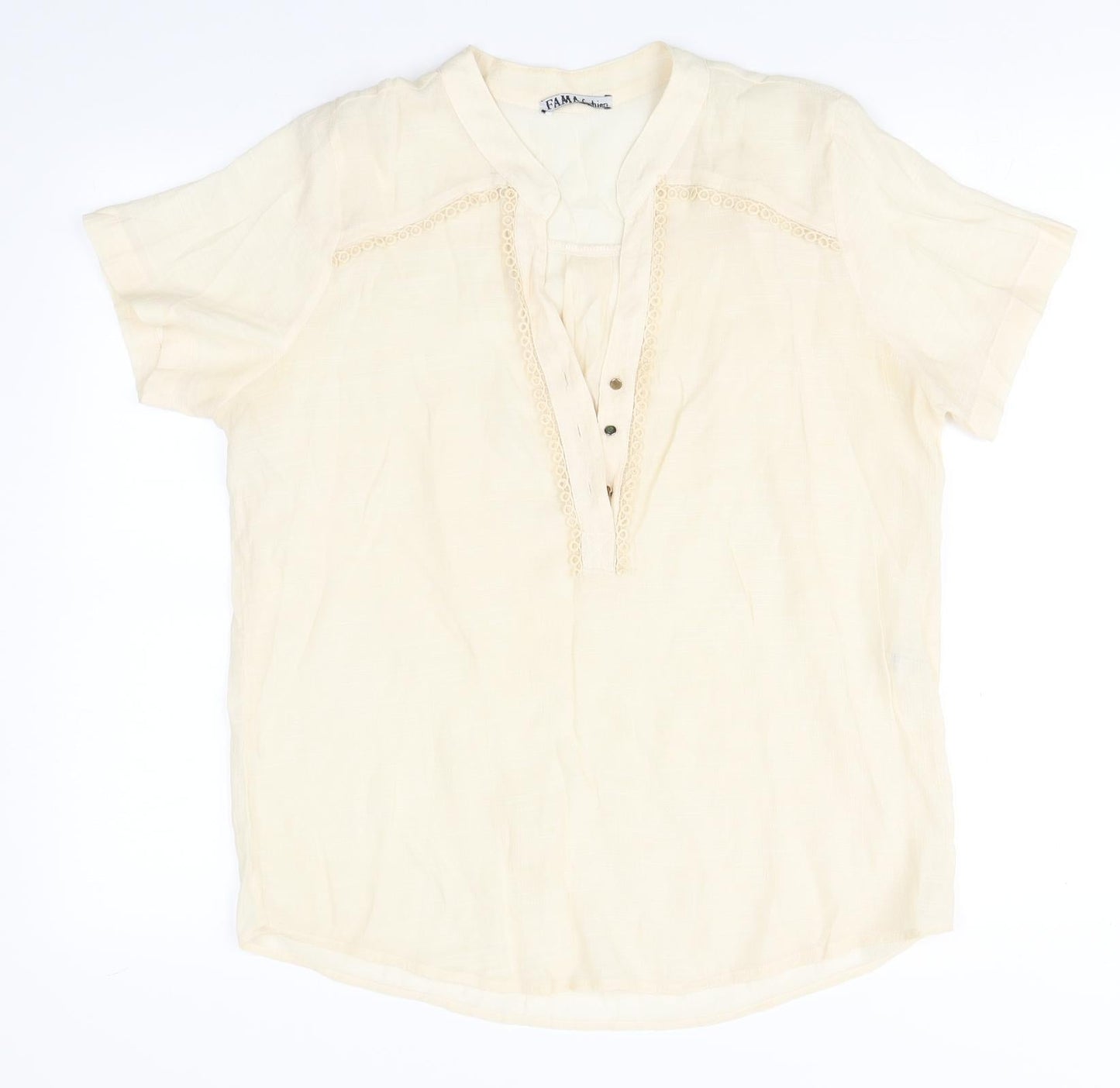 Womens UK Size M Preworn Beige Basic Blouse