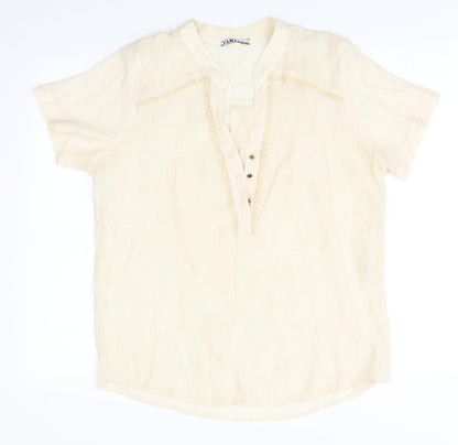 Womens UK Size M Preworn Beige Basic Blouse