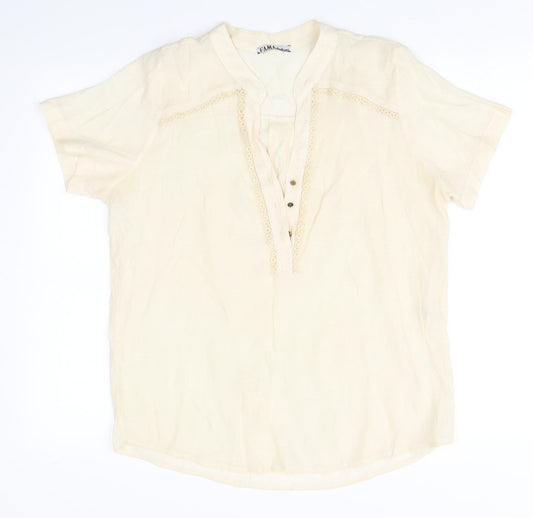Womens UK Size M Preworn Beige Basic Blouse