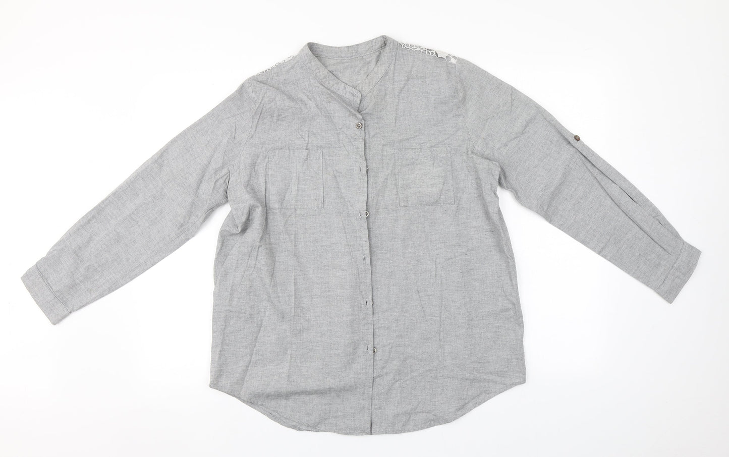 Womens UK Size  Preworn Grey Basic Button-Up