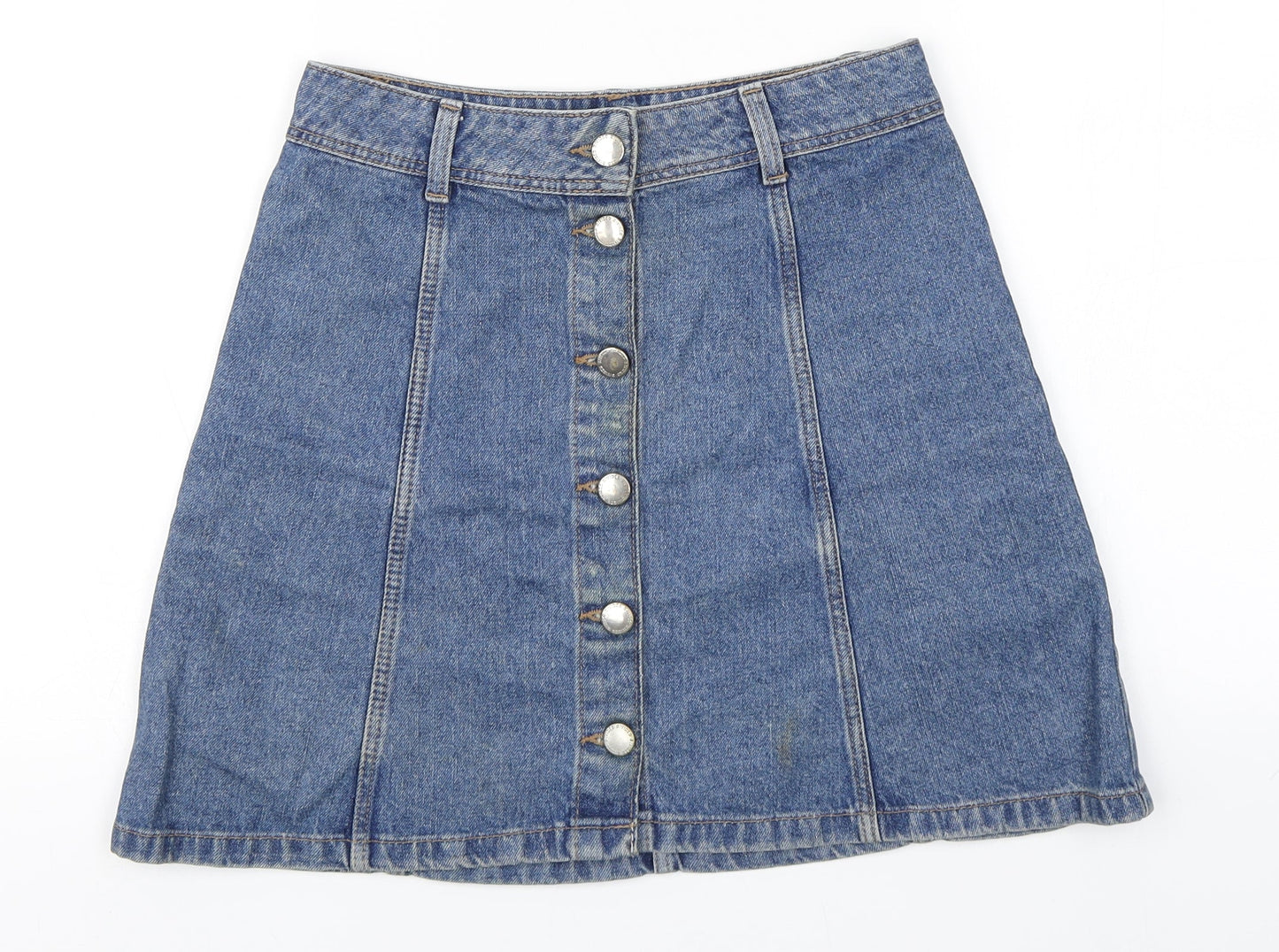 Divided Womens Blue  Cotton A-Line Skirt Size 6