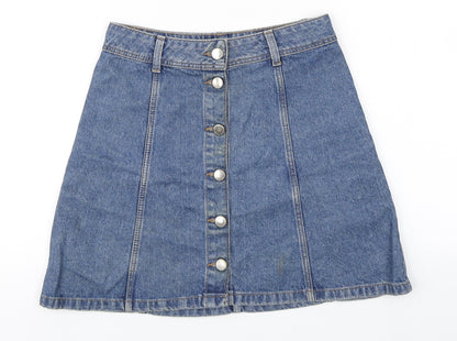 Divided Womens Blue  Cotton A-Line Skirt Size 6