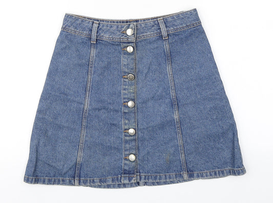 Divided Womens Blue  Cotton A-Line Skirt Size 6