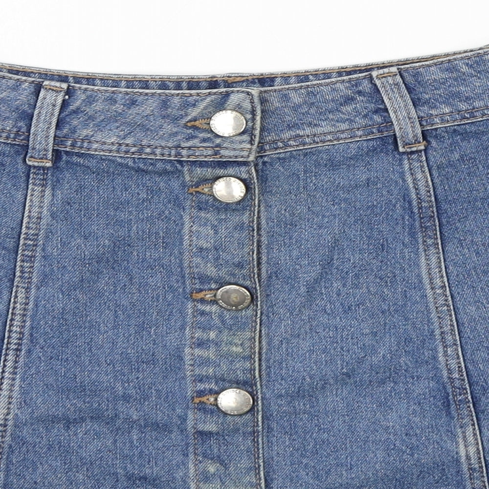 Divided Womens Blue  Cotton A-Line Skirt Size 6
