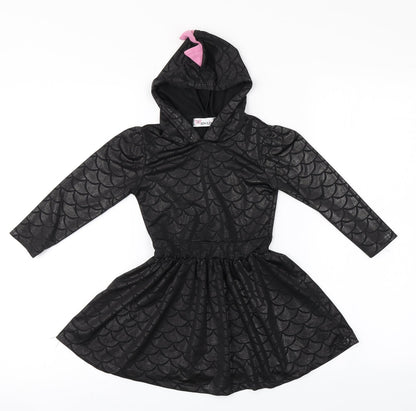Jinxing Girls Grey Geometric Cotton A-Line  Size 6-7 Years  Crew Neck