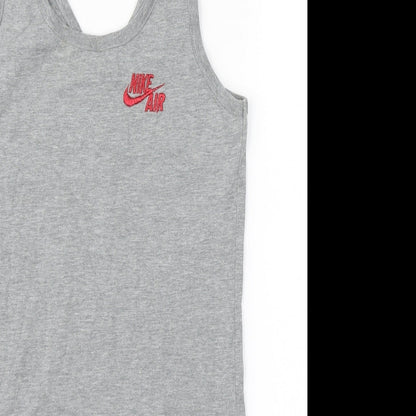 Nike Mens Grey  Cotton Basic Tank Size S Round Neck