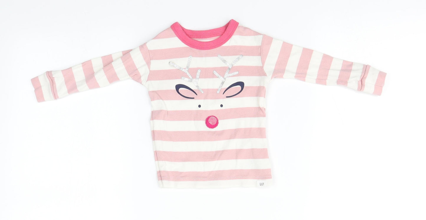 Gap Baby White Striped Cotton Pullover Jumper Size 12-18 Months   - Reindeer