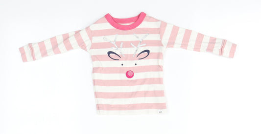 Gap Baby White Striped Cotton Pullover Jumper Size 12-18 Months   - Reindeer