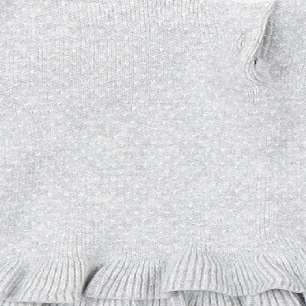 Preworn Girls Grey  Cotton Pullover Jumper Size 3-6 Months