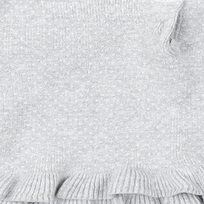 Preworn Girls Grey  Cotton Pullover Jumper Size 3-6 Months