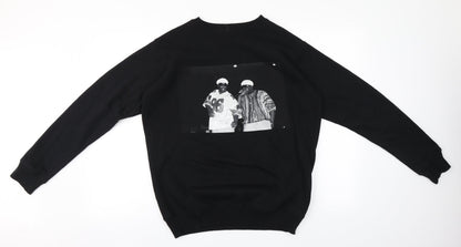 Front view of BIG men’s black round neck cotton jumper, size M