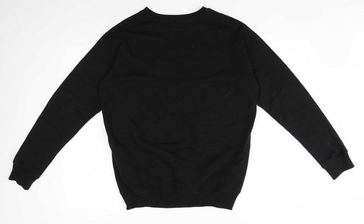 Back view of BIG men’s black round neck cotton jumper, size M