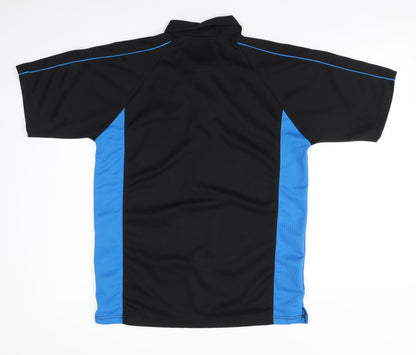 Preworn Womens Black  Polyester Basic Polo Size 14 Collared