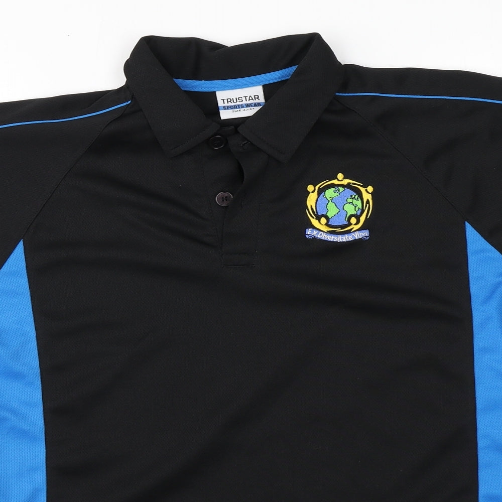 Preworn Womens Black  Polyester Basic Polo Size 14 Collared