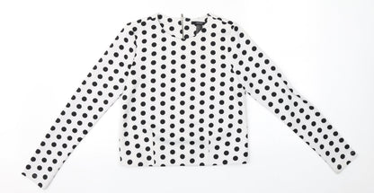 Womens UK Size S FOREVER 21 White Full Zip Jumper