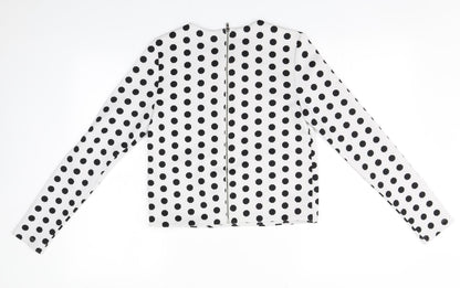 Womens UK Size S FOREVER 21 White Full Zip Jumper