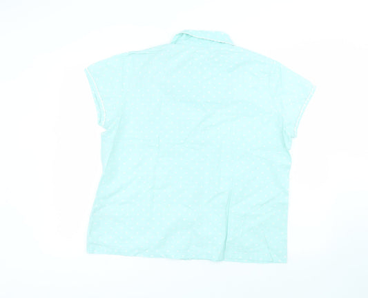 Primark Womens Blue Polka Dot Cotton Basic Button-Up Size M Collared