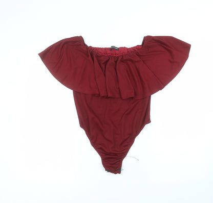 PRETTYLITTLETHING Womens Red  Polyester Bodysuit One-Piece Size 12