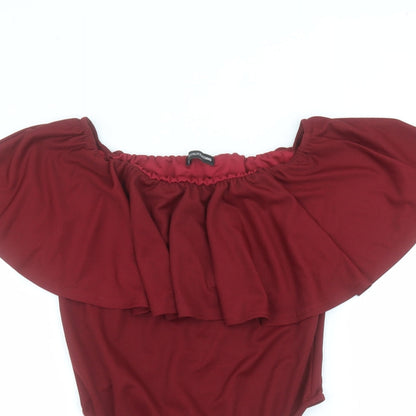 PRETTYLITTLETHING Womens Red  Polyester Bodysuit One-Piece Size 12