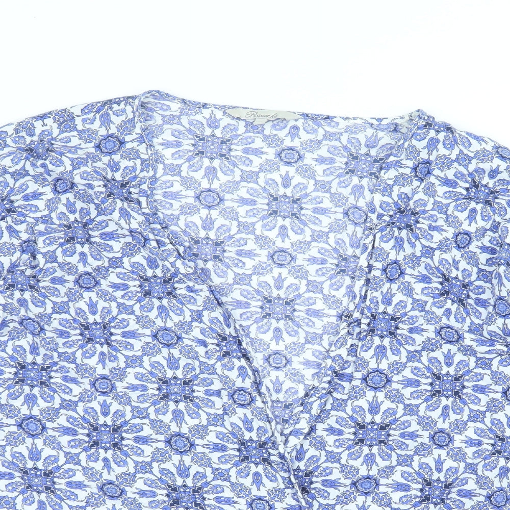 Primark Womens Blue  Viscose Basic Blouse Size M V-Neck