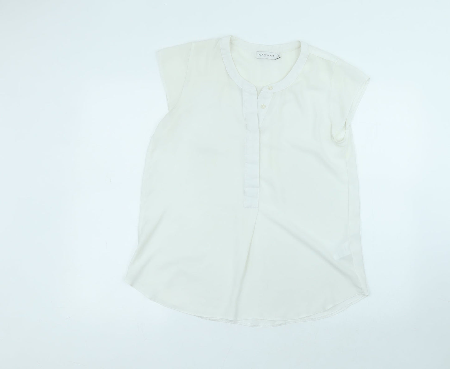 Paraphrase Womens White  Polyester Basic T-Shirt Size L Round Neck