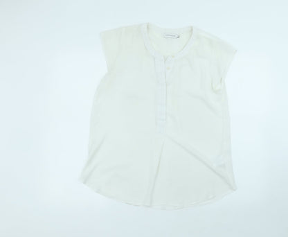 Paraphrase Womens White  Polyester Basic T-Shirt Size L Round Neck