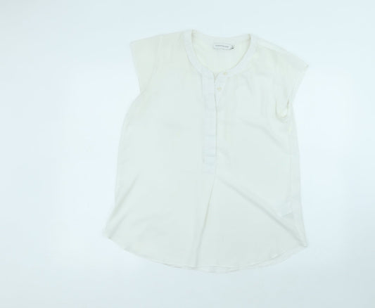 Paraphrase Womens White  Polyester Basic T-Shirt Size L Round Neck