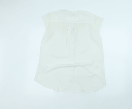 Paraphrase Womens White  Polyester Basic T-Shirt Size L Round Neck