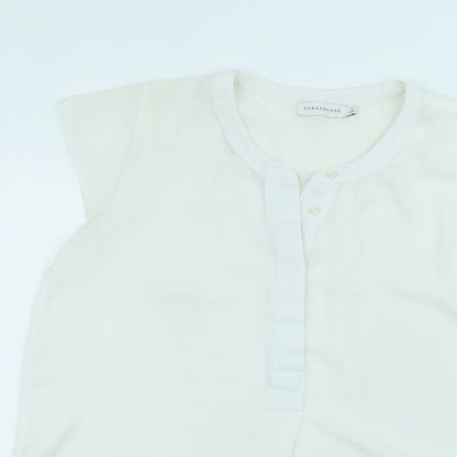 Paraphrase Womens White  Polyester Basic T-Shirt Size L Round Neck