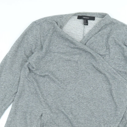 FOREVER 21 Womens Grey Round Neck  Cotton Cardigan Jumper Size M