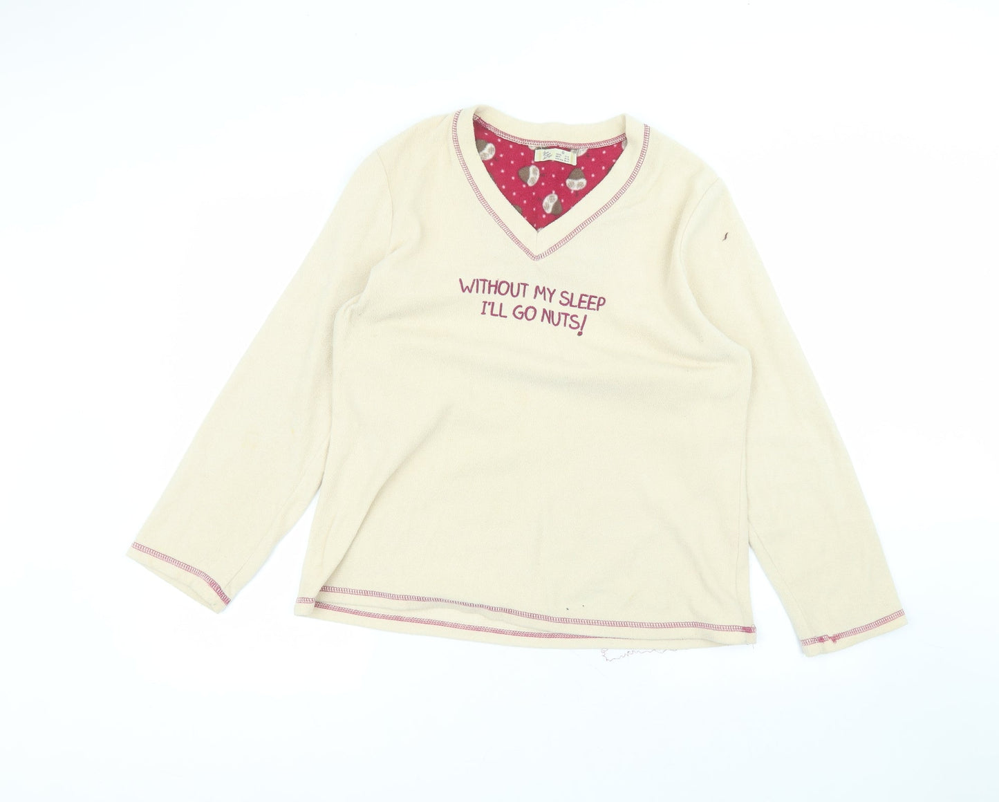 Primark Womens Beige V-Neck  Polyester Pullover Jumper Size M