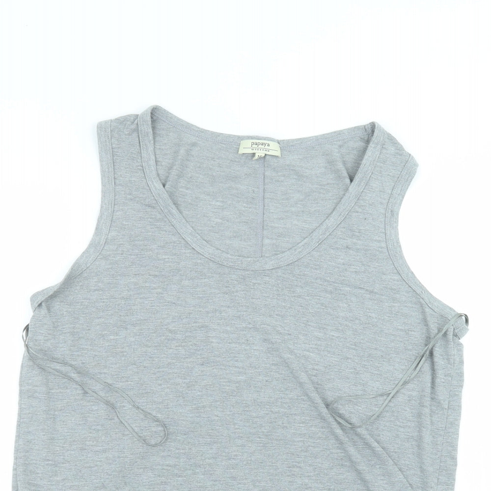 Matalan Womens Grey  Polyester Basic Tank Size 16 Round Neck