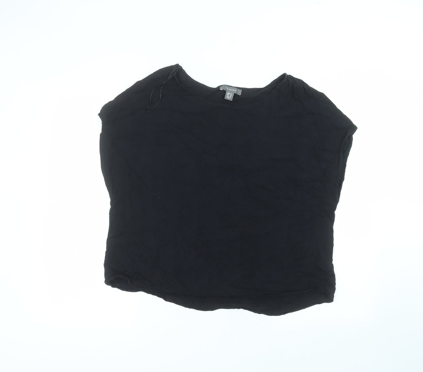 Primark Womens Black  Viscose Basic Blouse Size 14 Round Neck