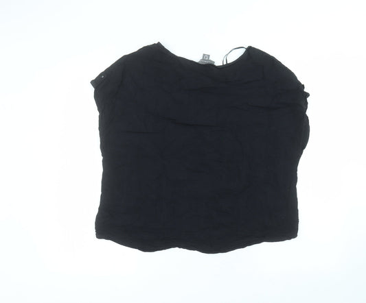 Primark Womens Black  Viscose Basic Blouse Size 14 Round Neck