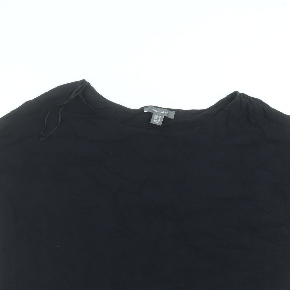 Primark Womens Black  Viscose Basic Blouse Size 14 Round Neck