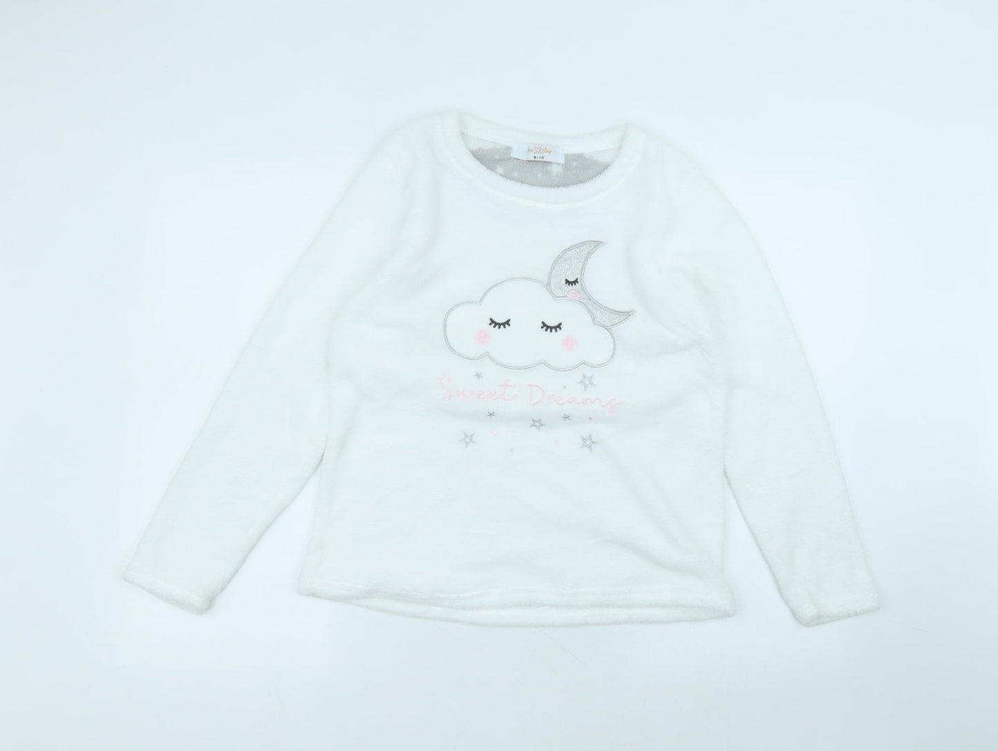 Primark Womens White Round Neck  Polyester Pullover Jumper Size 8