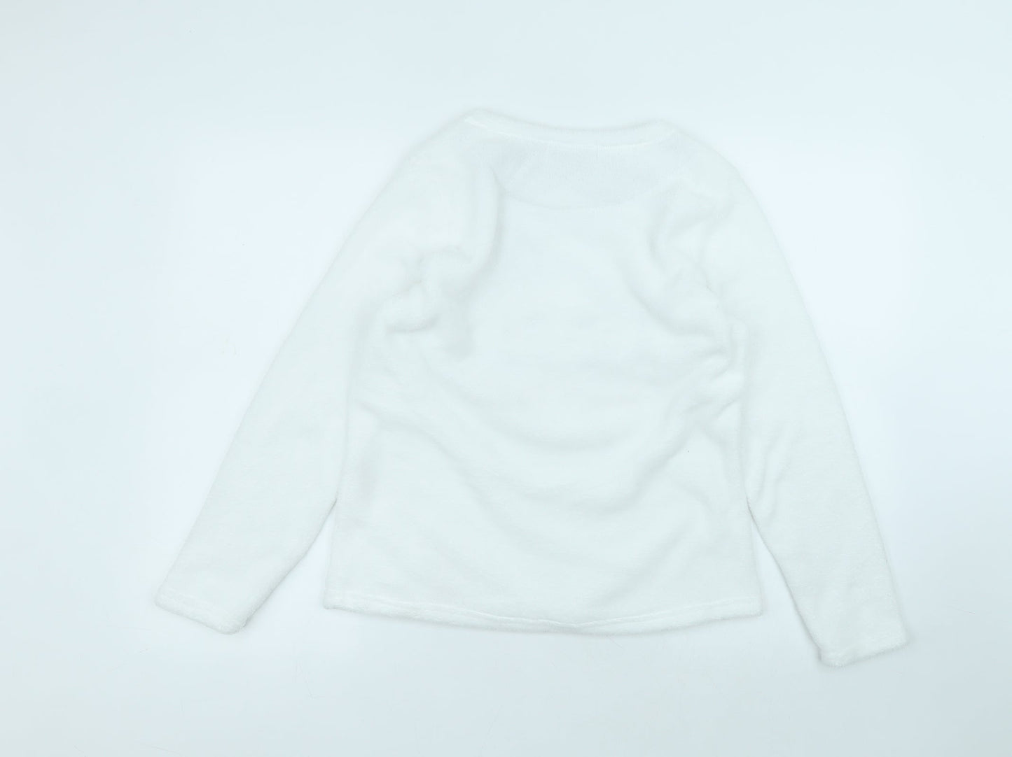 Primark Womens White Round Neck  Polyester Pullover Jumper Size 8