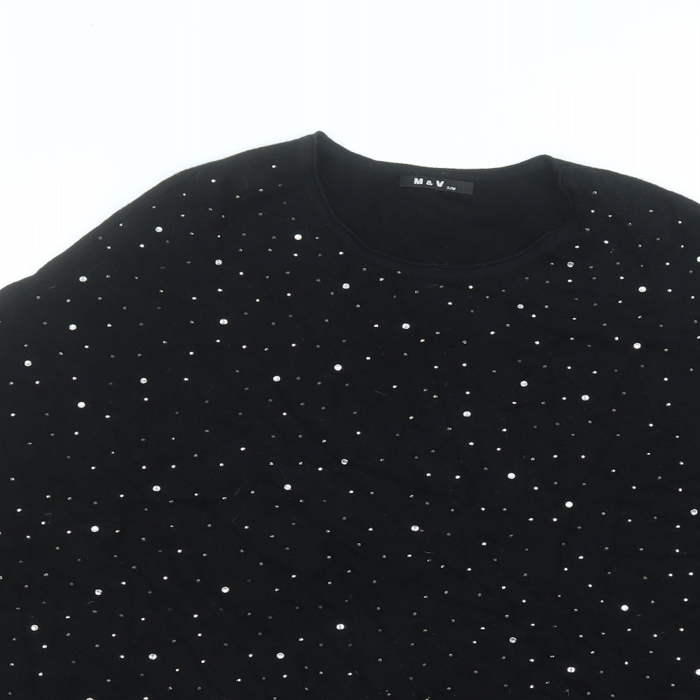 Womens UK Size S M&V Black Pullover Jumper