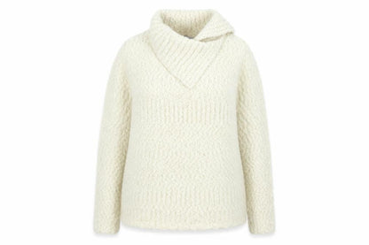 Front view of alexare women’s white collared polyester jumper, size L