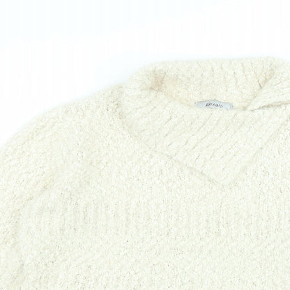 alexare Womens White Collared  Polyester Pullover Jumper Size L