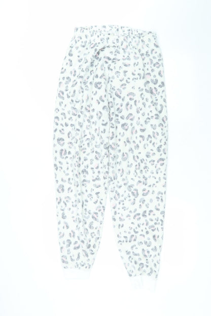 Primark Womens White Animal Print Polyester Sweatpants Trousers Size S L27 in Regular